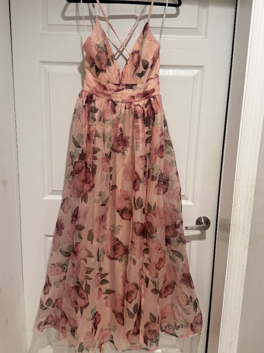 Lulus Romance That Wows Blush Floral Print Organza Maxi Dress - Picture 2 of 4